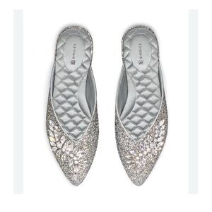 Birdies Glittering Silver Flats